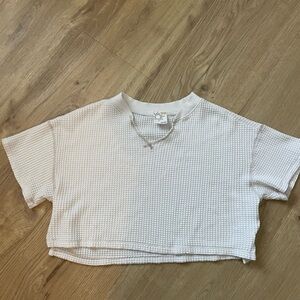 Aerie Cream Textured Crop Top